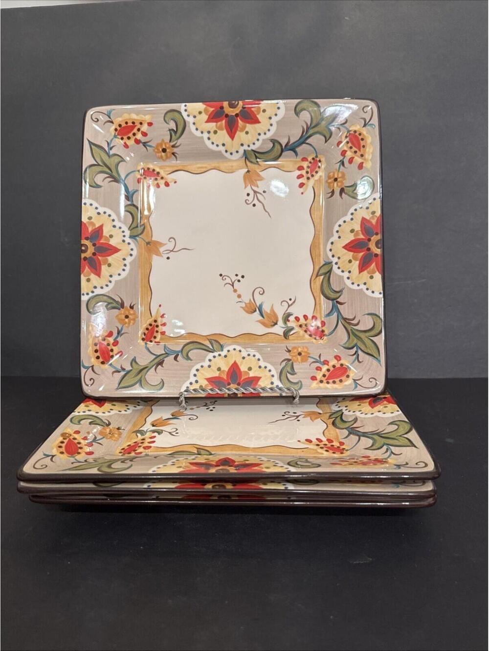 Set Of 4 Tabletops Gallery Misto ODESSA 10.5” Square Dinner Plates